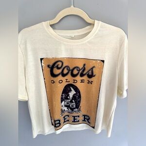 Coors Golden Beer Cropped Graphic T-Shirt